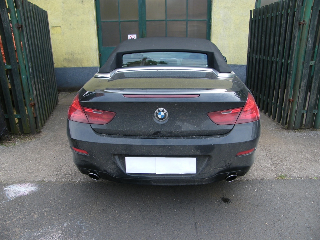 BMW F12 640i twin turbo dupla sportkipufogó hátsódob rozsdamentes kerek díszvéggel